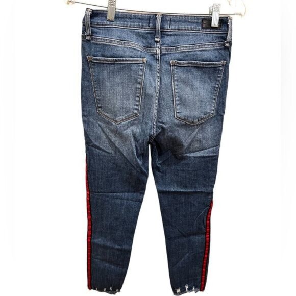 Abercrombie & Fitch A&F Simone High Rise Ankle Tuxedo Red Stripe Jeans Size 6 - Picture 5 of 13